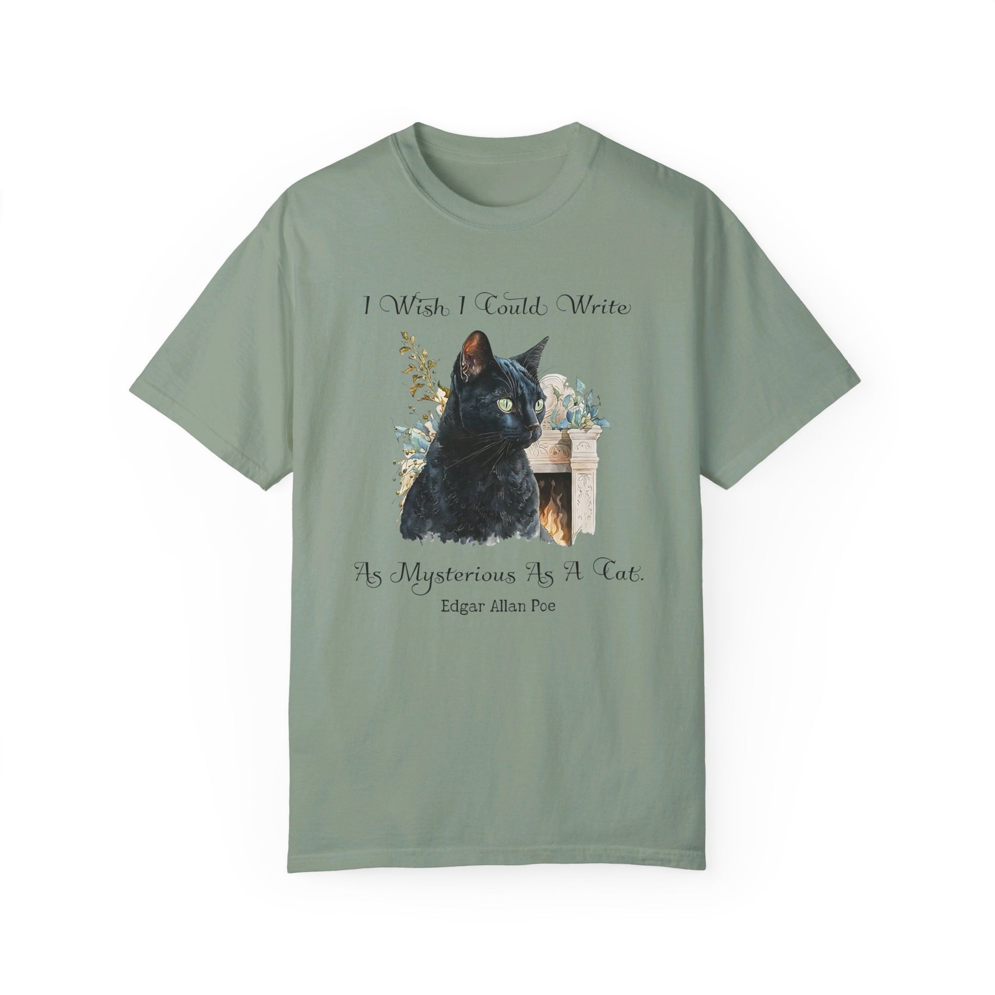 Edgar Allan Poe T-Shirt The Black Cat Nevermore The Raven Poe Fan Art Poetry Book Lover, Dark Cottagecore Macabre Gift, Light, Dark Academia T-Shirt Printify Bay S 