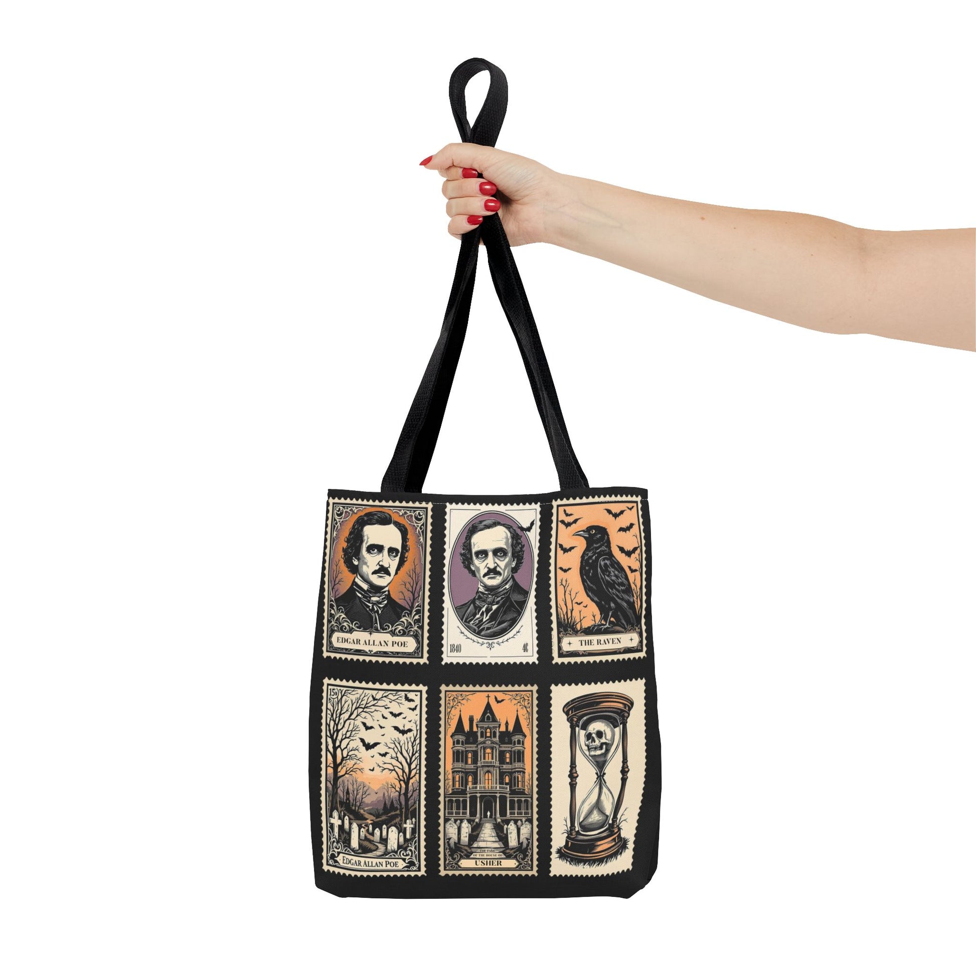 Edgar Allan Poe Tote Bag Gothic Literary Gift for Book Lover Dark Academia Macabre Accessory Halloween Tote Fall School Bag for Poetember Bags Printify