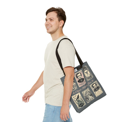 Edgar Allan Poe Tote Bag Gothic Literary Gift for Book Lover Dark Academia Macabre Accessory Halloween Tote Fall School Bag for Poetember Bags Printify