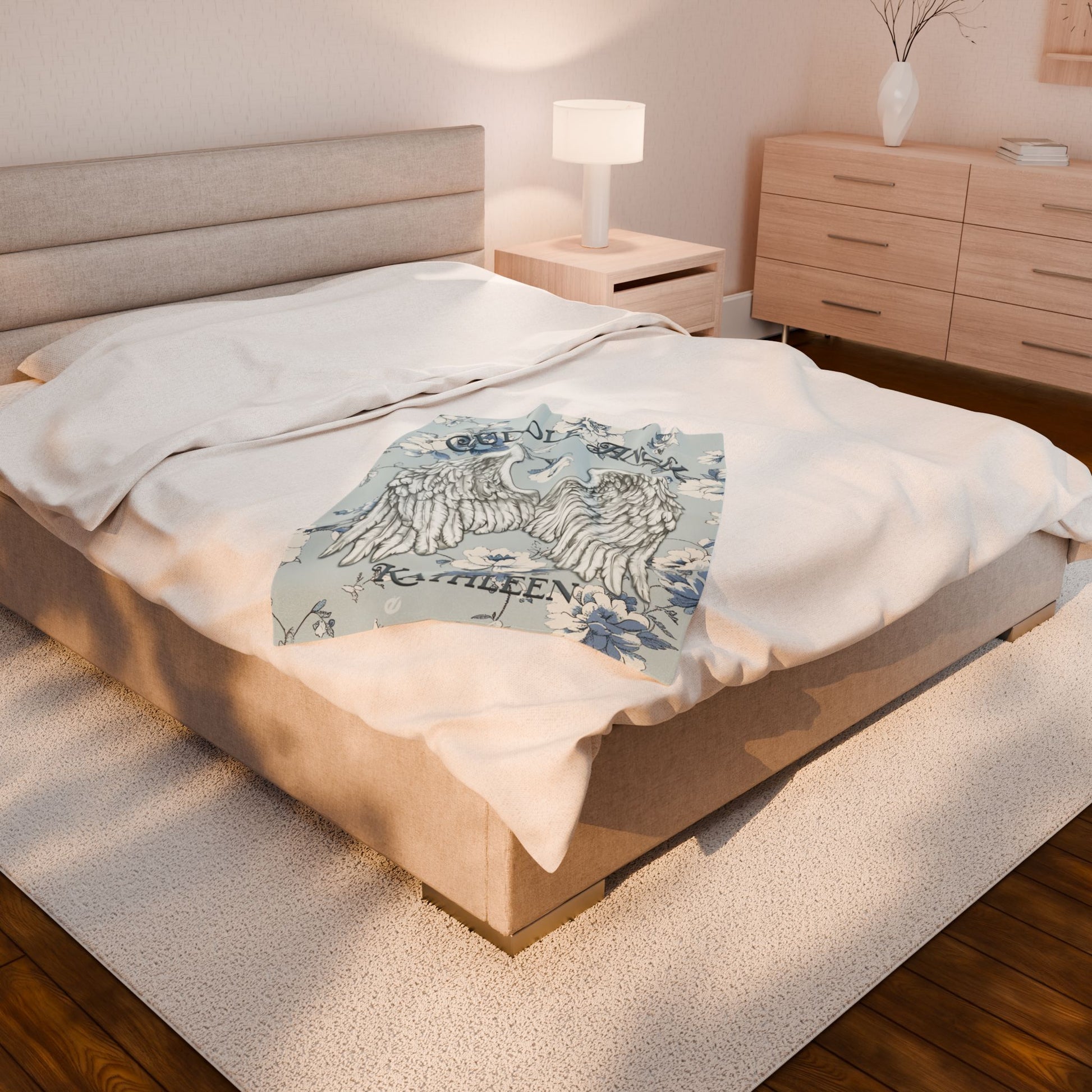 Custom Angel Wings Cuddle Plush Blanket Cozy Throw for Spiritual Gift for Birthday Christmas Gift for Mom or Best Girl Friends Angelic Love All Over Prints Printify