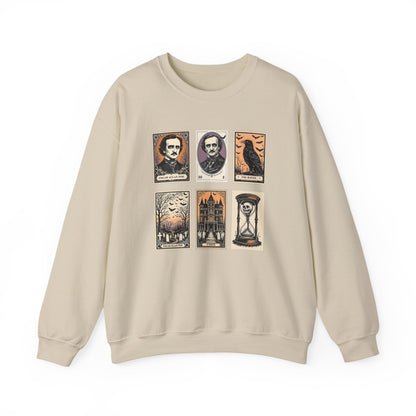 Edgar Allan Poe Sweatshirt The Raven Nevermore Gothic Horror Sweater Dark Academia Macabre Halloween Gift for Book Lovers Birthday Christmas Sweatshirt Printify Sand S