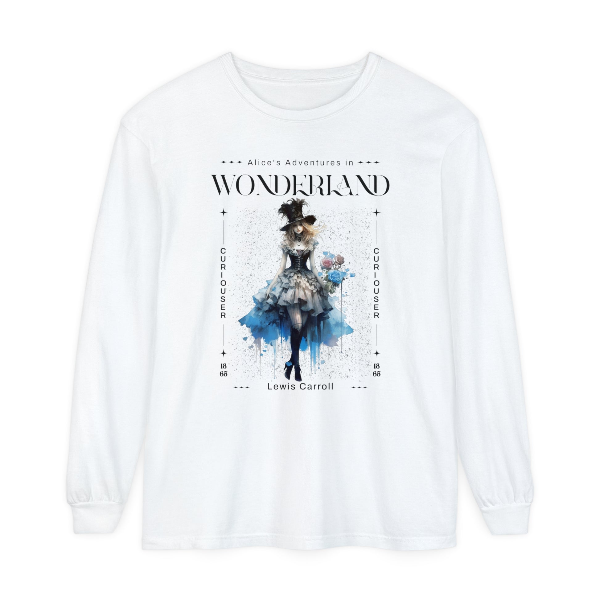 Alice In Wonderland Long Sleeve Shirt, Lewis Carroll Whimsigoth Streetwear Academia TShirt, Mad Hatter's Tea Party Tee Bookish Booktok Gift Long-sleeve Printify White S 