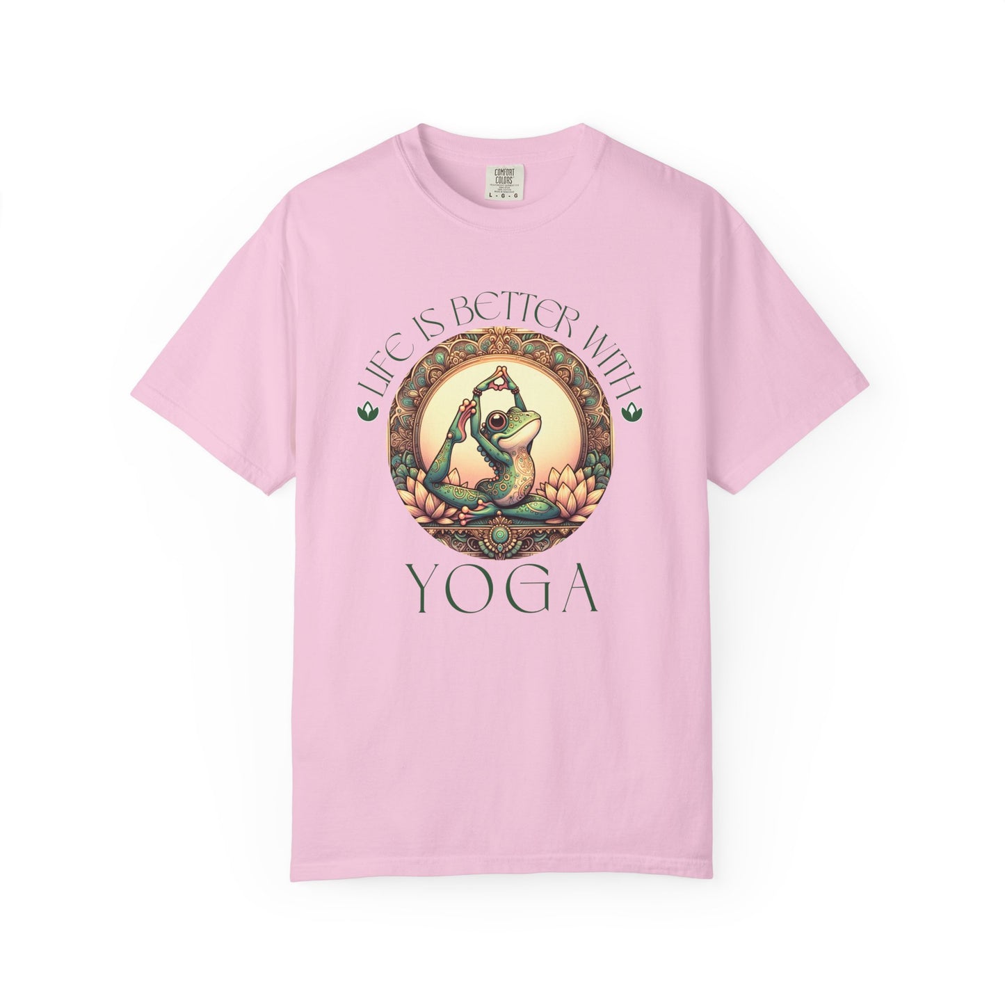 Green Yoga Frog Life Is Better With Yoga Unisex T-Shirt, Casual Wear, Highlander Fan Gift, T-Shirt Printify Blossom S