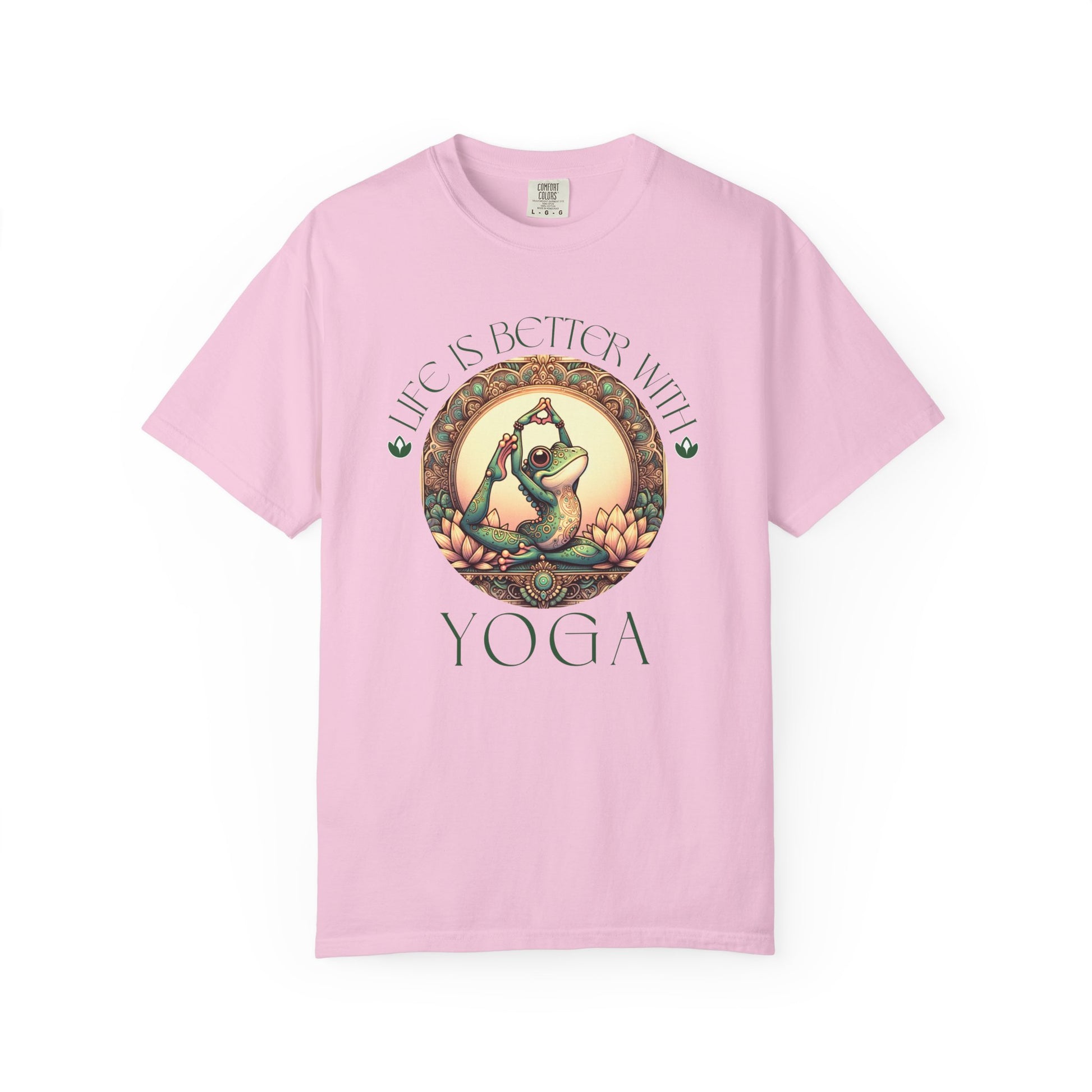 Green Yoga Frog Life Is Better With Yoga Unisex T-Shirt, Casual Wear, Highlander Fan Gift, T-Shirt Printify Blossom S