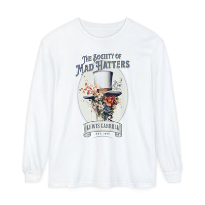 Alice in Wonderland Long Sleeve Shirt, Vintage Lewis Carroll The Mad Hatter TShirt, Tea Party, Queen of Hearts Bookish Booktok Academia Gift Long-sleeve Printify White S 