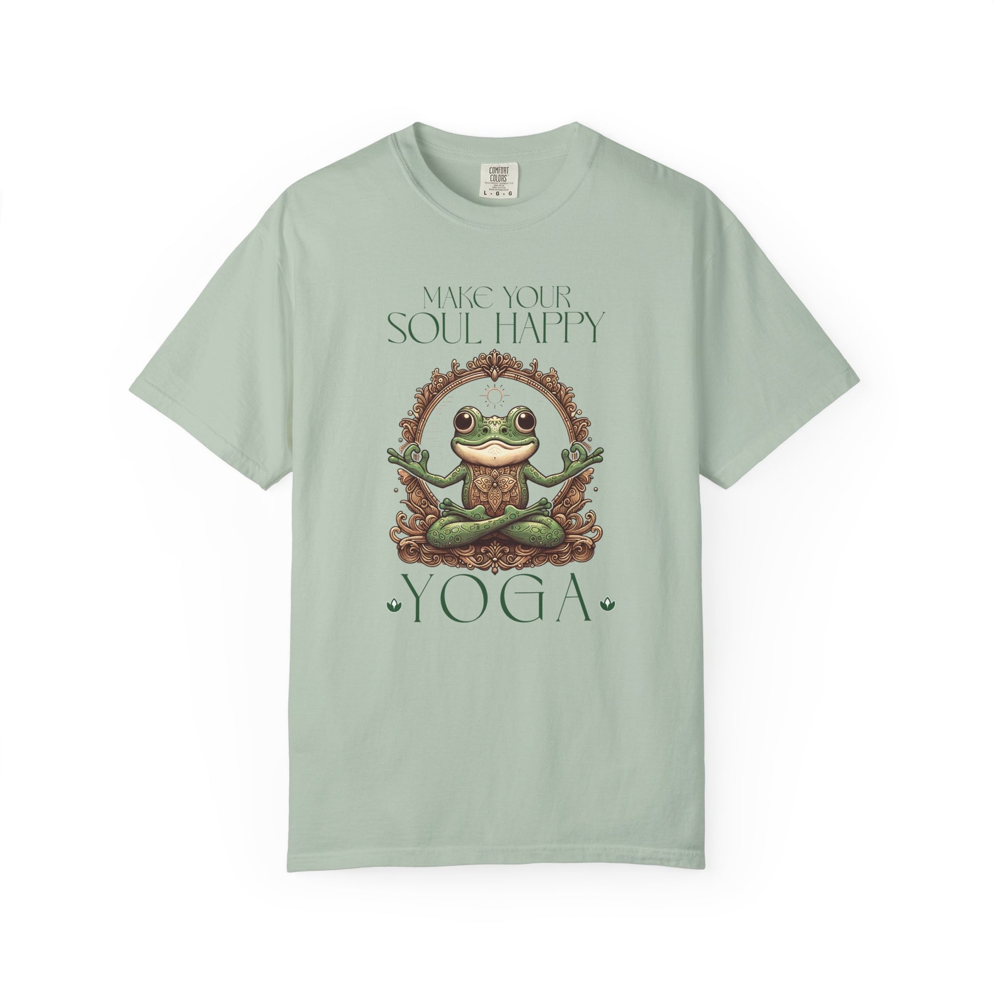 Green Yoga Frog Make Your Soul Happy Unisex T-Shirt, Casual Wear, Highlander Fan Gift, T-Shirt Printify Bay S