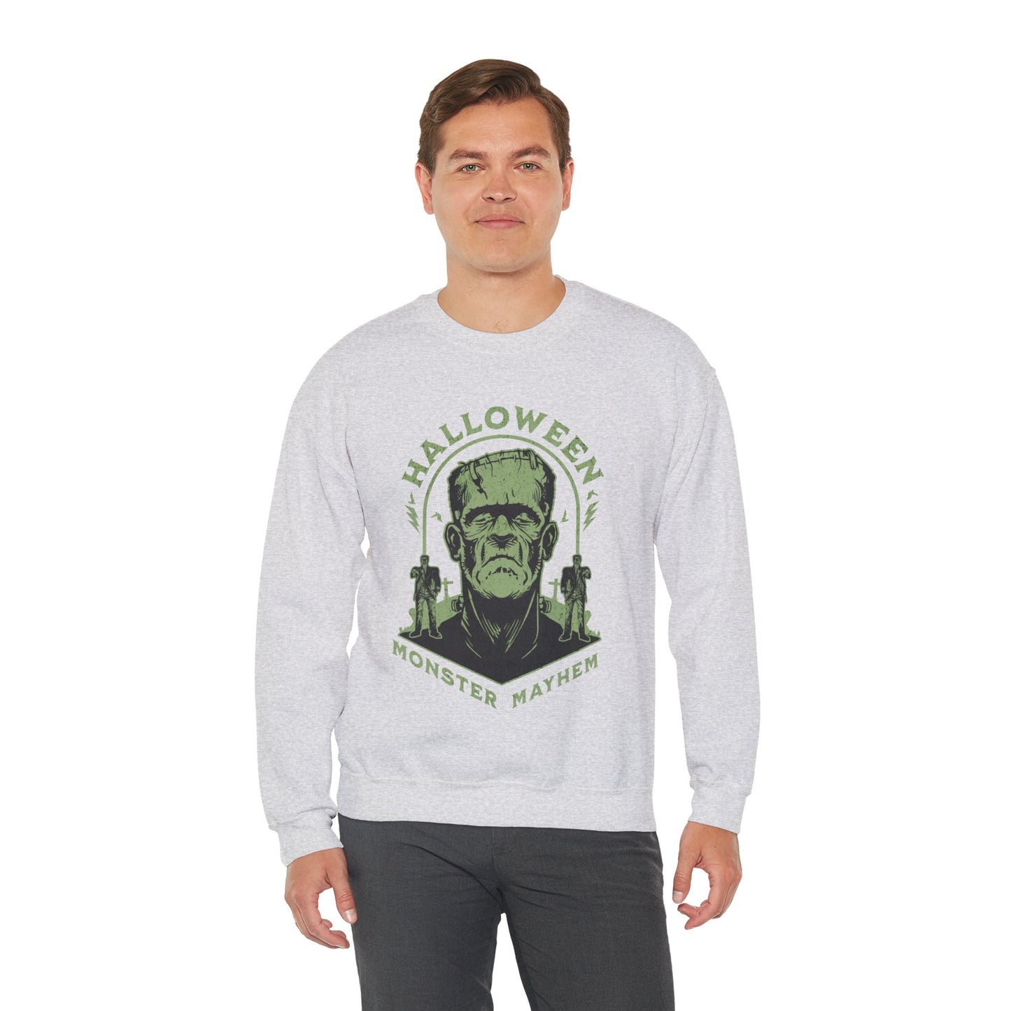 Vintage Halloween Frankenstein Monster Graphic Sweatshirt, Creepy Spooky Book Lover Gift, Horror Movie, Fall Festival Party Sweater. Sweatshirt Printify   