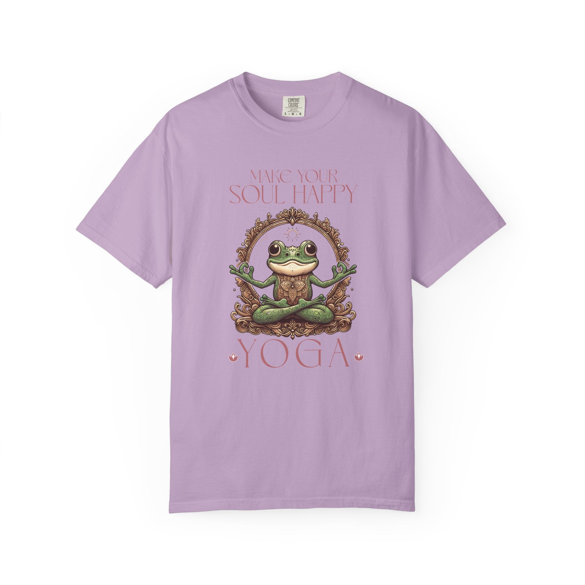 Pink Yoga Frog Make Your Soul Happy Unisex T-Shirt, Casual Wear, Highlander Fan Gift, T-Shirt Printify Orchid S