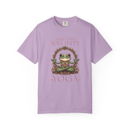 Pink Yoga Frog Make Your Soul Happy Unisex T-Shirt, Casual Wear, Highlander Fan Gift, T-Shirt Printify Orchid S