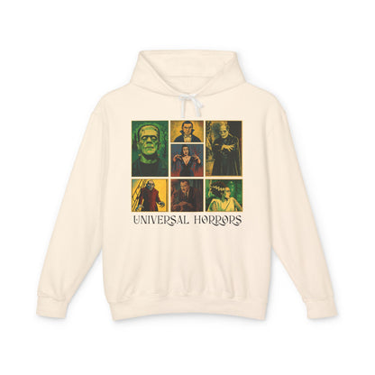 Universal Horrors Unisex Hooded Sweatshirt - Spooky Apparel for Halloween, Horror Fans, Movie Lovers, Cozy Wear, Gift Hoodie Printify S Ivory