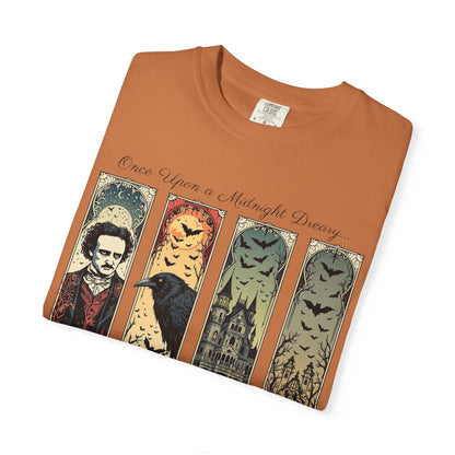 Edgar Allan Poe T-Shirt Gothic Graphic Tee The Raven Nevermore Quote Horror Literature Shirt Dark Academia Aesthetic Halloween Party Gift