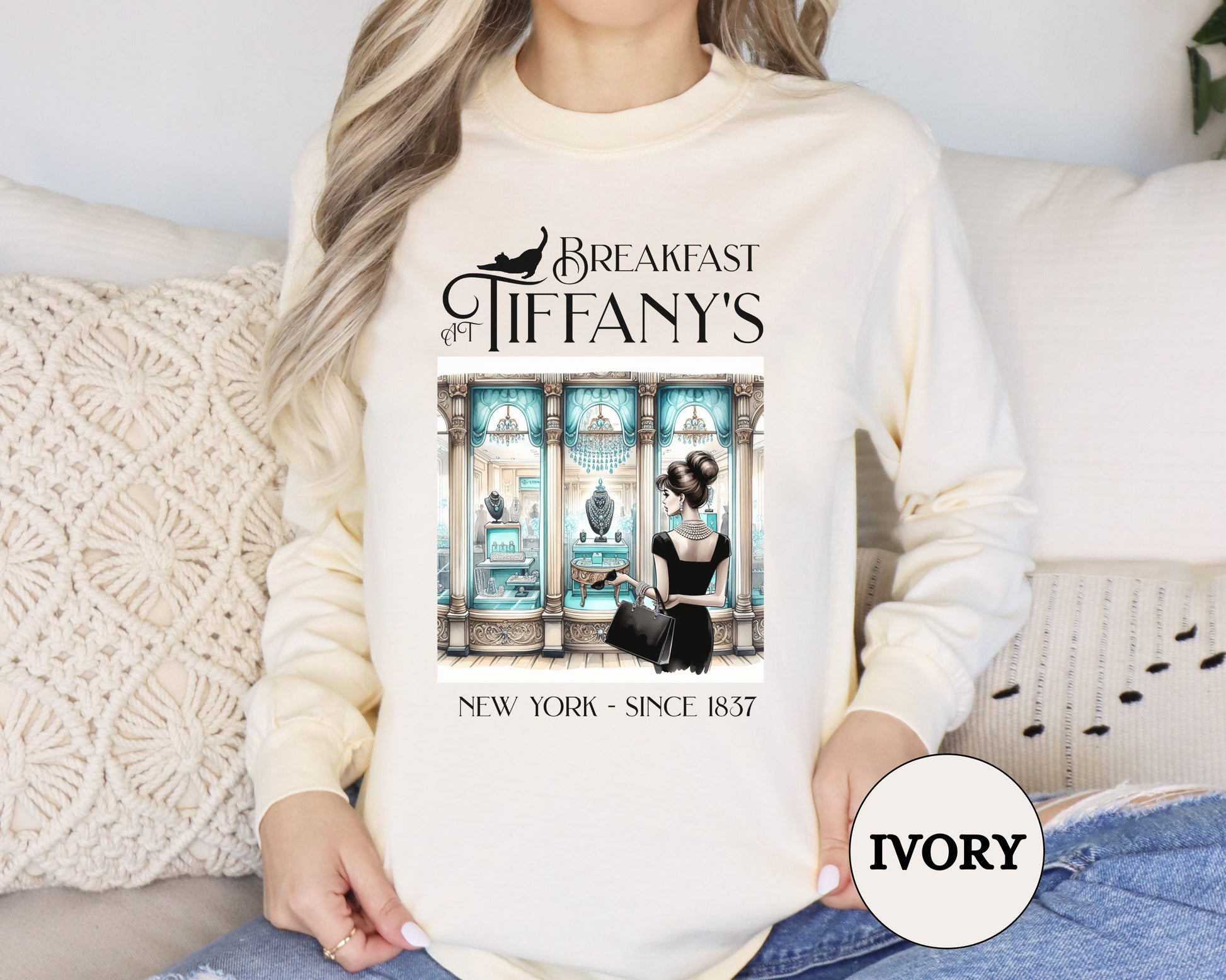 Breakfast at Tiffany's Shirt Audrey Hepburn Gift Girls Weekend Trip Shirt Gift for Bridal Shower Birthday Gift Party Favors Cruise T Shirt Long-sleeve Printify   