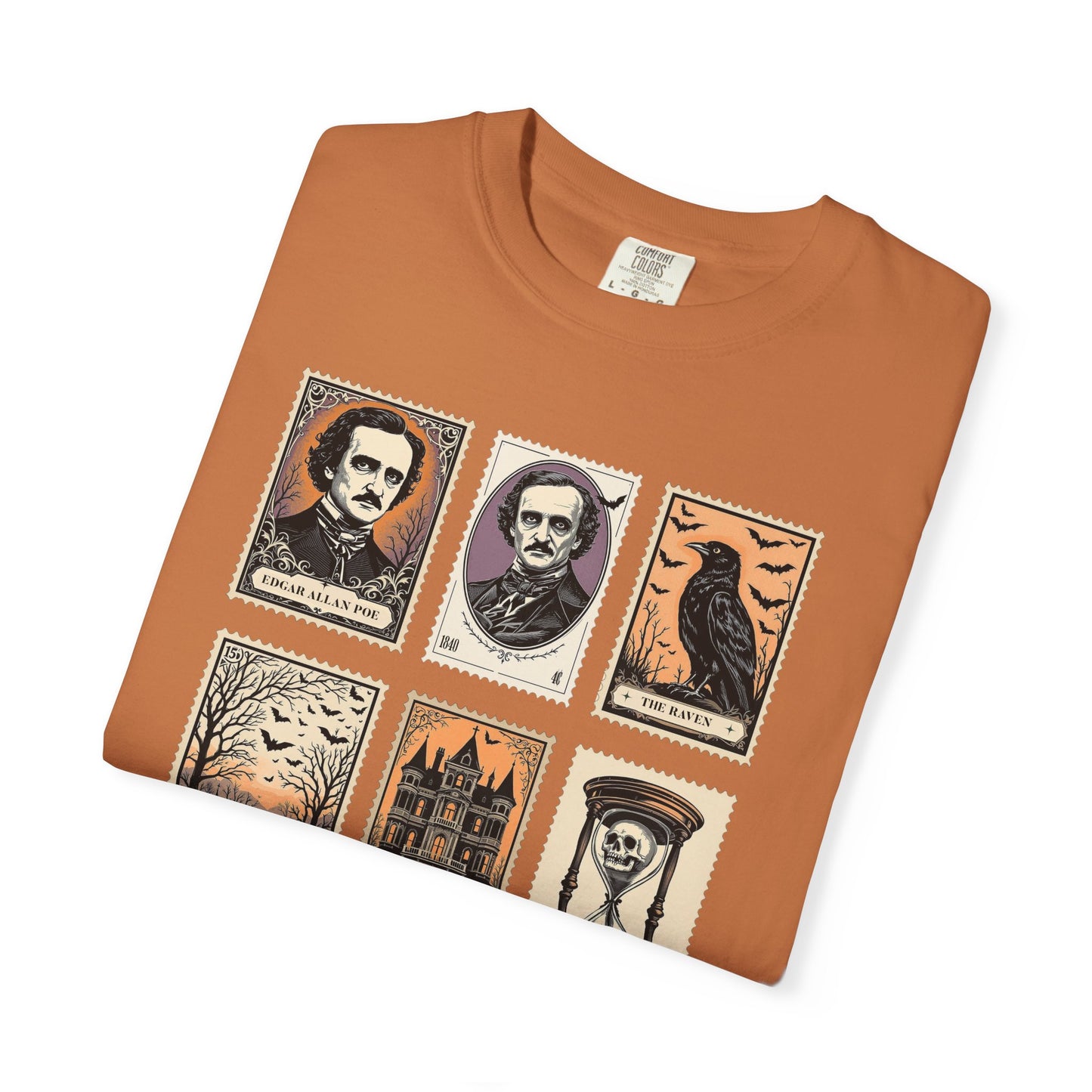 Edgar Allan Poe T-Shirt Gothic Graphic Tee The Raven Nevermore Quote Horror Literature Shirt Dark Academia Aesthetic Halloween Party Gift