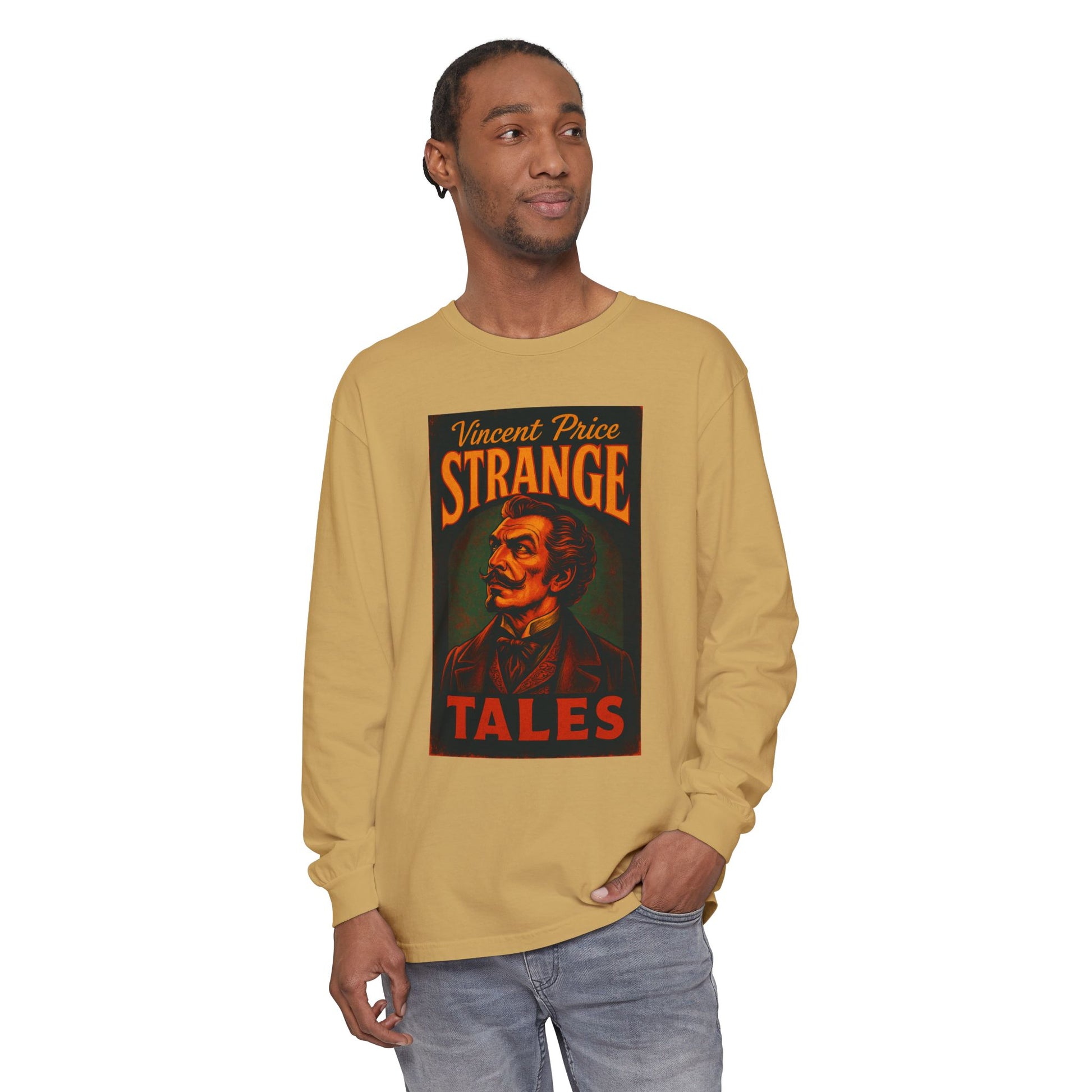 Vincent Price Strange Tales Long Sleeve T-Shirt, Vintage Horror Tee, Gothic Apparel, Halloween Costume, Retro Graphic Shirt Long-sleeve Printify