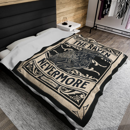 Edgar Allan Poe, Nevermore The Raven Throw Blanket, Book Lover Reading Blanket, Gothic Light, Dark Academia, Horror Movie Watching Blanket All Over Prints Printify   