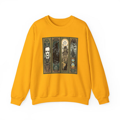 Edgar Allan Poe Sweatshirt The Raven Nevermore Gothic Horror Sweater Dark Academia Macabre Halloween Gift for Book Lovers Birthday Christmas Sweatshirt Printify Gold S