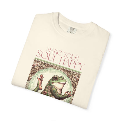 Yoga Frog Make Your Soul Happy Pink Unisex T-Shirt, Casual Wear, Highlander Fan Gift, Comfortable Graphic Tee T-Shirt Printify