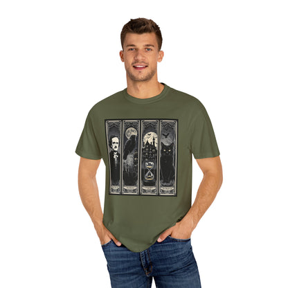 Edgar Allan Poe T-Shirt Gothic Graphic Tee The Raven Nevermore Quote Horror Literature Shirt Dark Academia Aesthetic Halloween Party Gift