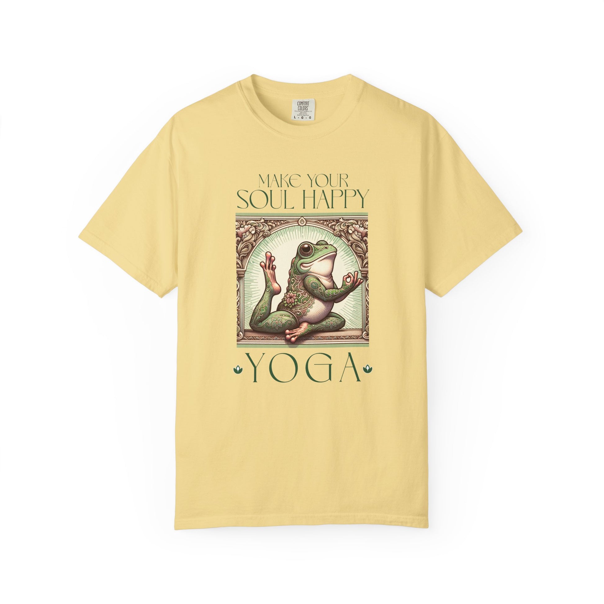 Green Yoga Frog Make Your Soul Happy Unisex T-Shirt, Casual Wear, Highlander Fan Gift, T-Shirt Printify Butter S