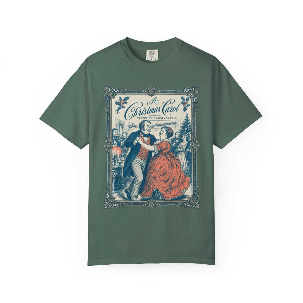 A Christmas Carol T-Shirt Vintage Victorian Fezziwigs Ball, Charles Dickens Literary Design