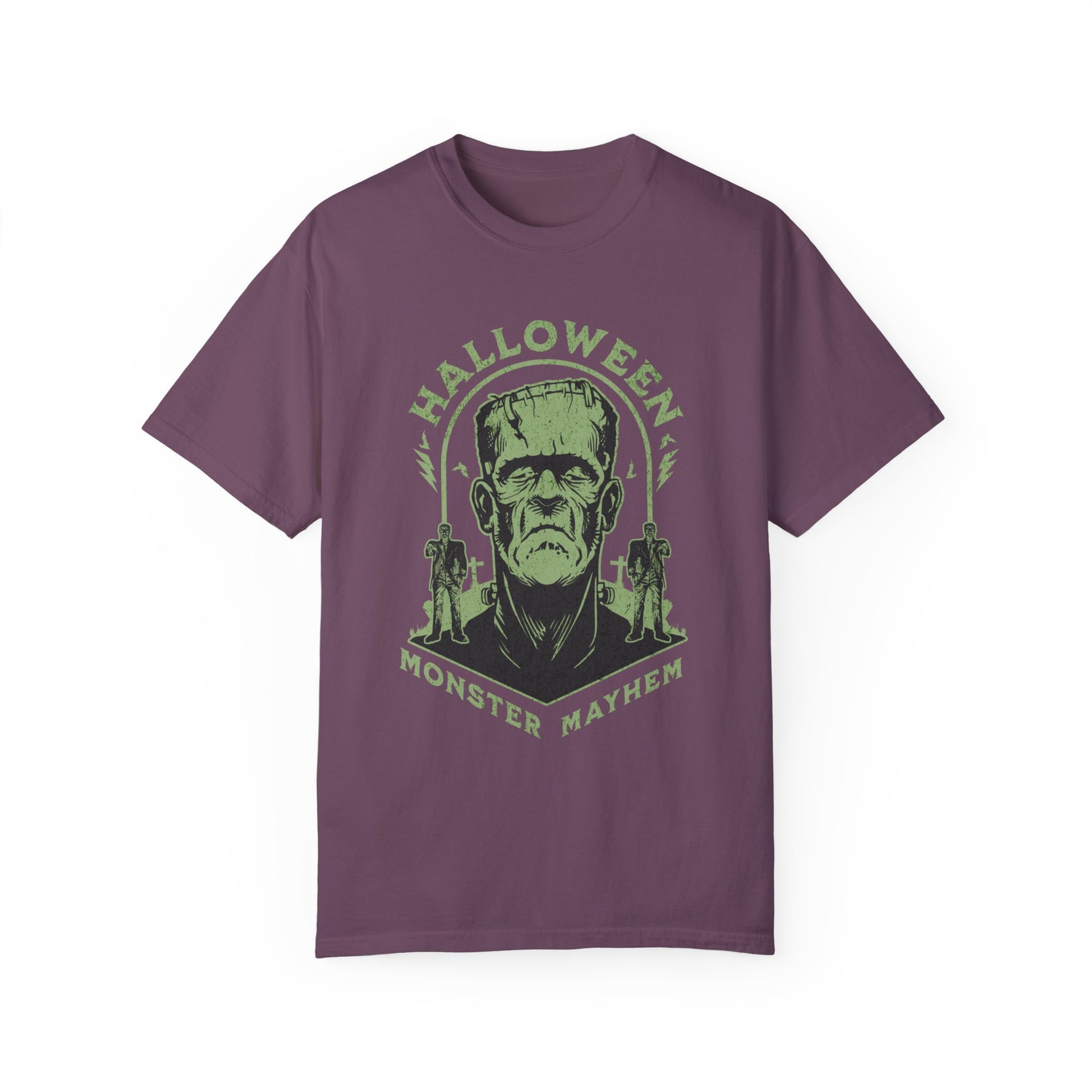 Vintage Halloween Frankenstein Monster Graphic Tee, Creepy Spooky Book Lover Gift, Horror Movie, Fall Festival Party Comfort Colors T Shirt. T-Shirt Printify Berry S 