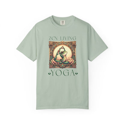 Green Yoga Frog Zen Living Unisex T-Shirt, Casual Wear, Highlander Fan Gift, T-Shirt Printify Bay S