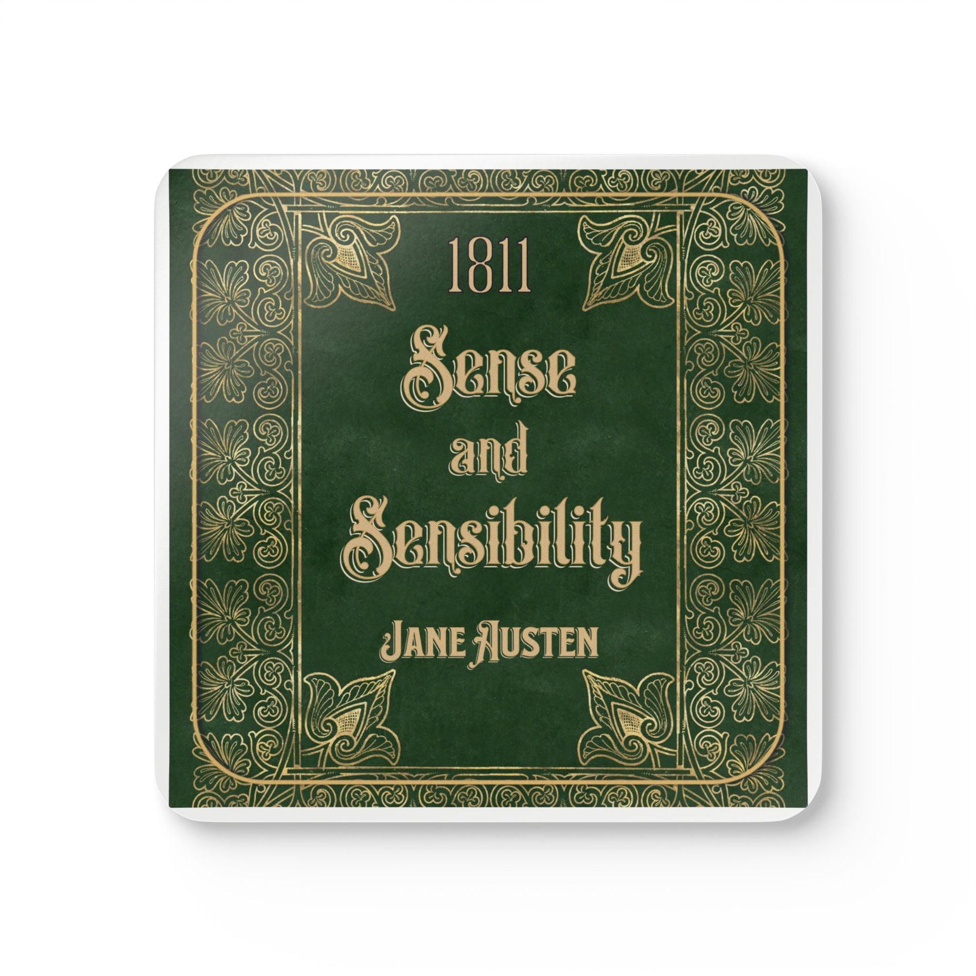 Jane Austen Coffee Mug Coasters, Sense And Sensibility Historical Romance Home Decor, Bookish Bookclub Literary Set of 4 Fan Art Gifts Home Decor Printify   