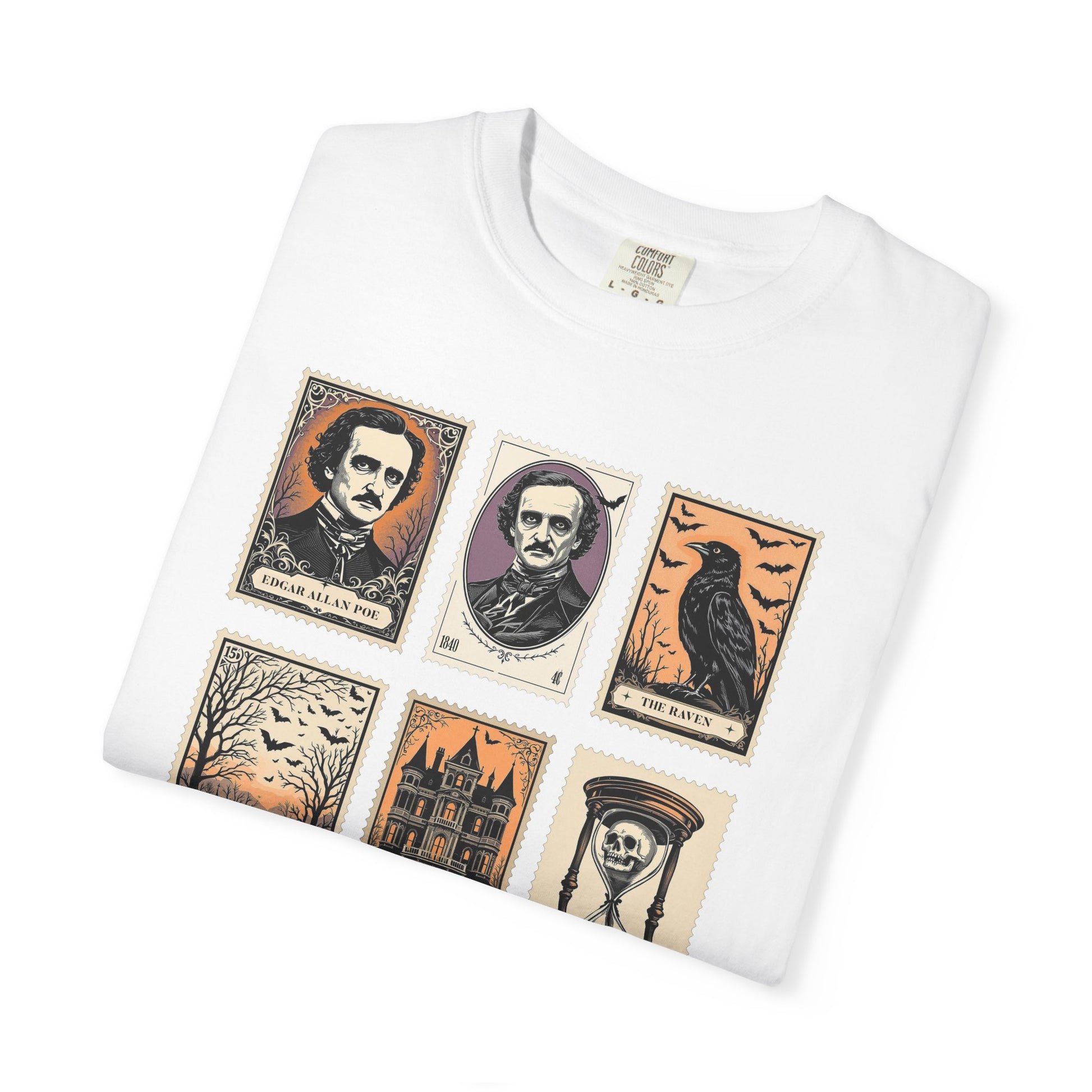 Edgar Allan Poe T-Shirt Gothic Graphic Tee The Raven Nevermore Quote Horror Literature Shirt Dark Academia Aesthetic Halloween Party Gift T-Shirt Printify