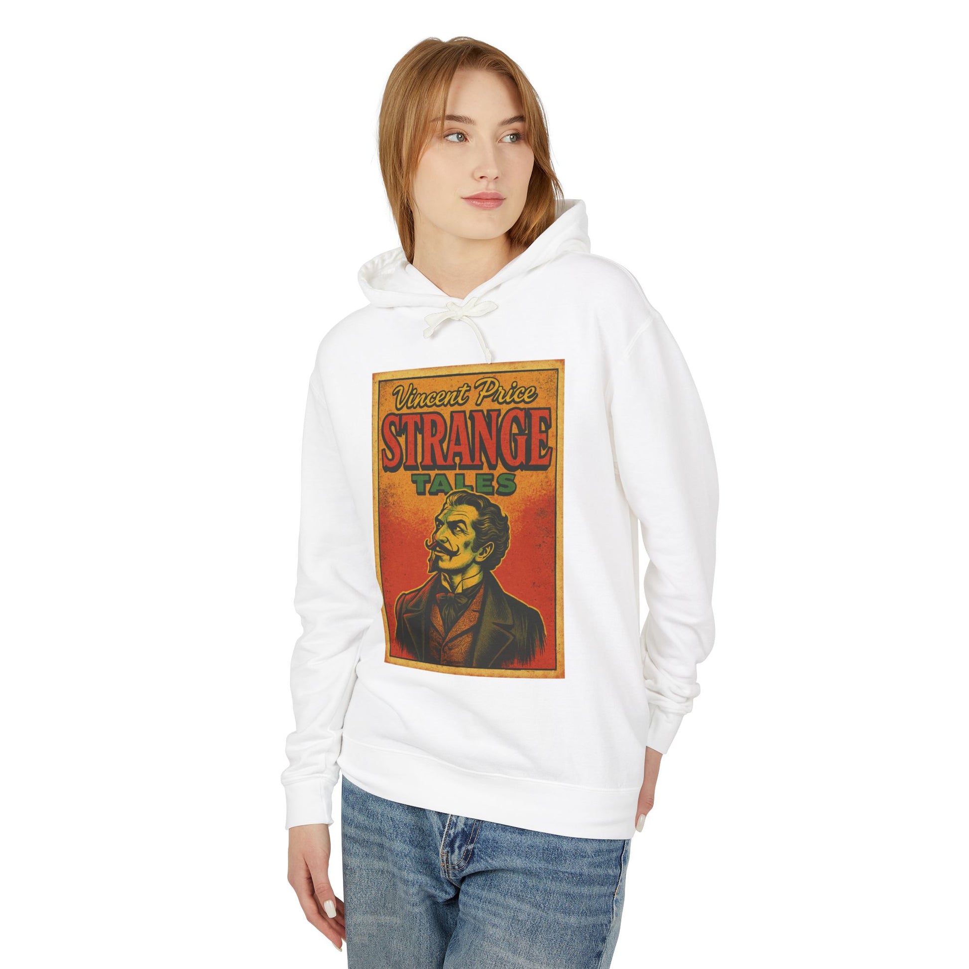 Vincent Price Vintage Strange Tales Hoodie, Unisex Lightweight Sweatshirt, Retro Graphic Outerwear, Gift for Readers, Fall Fashion Hoodie Printify