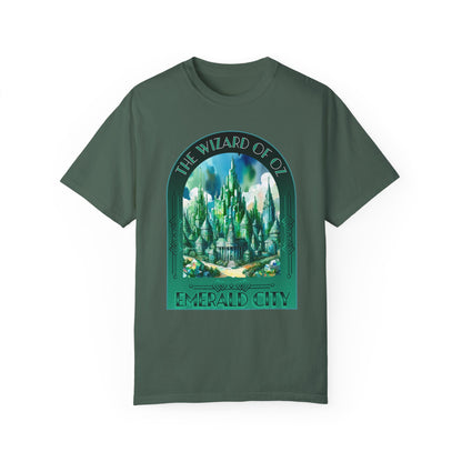 Emerald City T-Shirt, Wizard of Oz Tee, Garment-Dyed Unisex Shirt, Magical T-Shirt, Fantasy Apparel, Gifts for Broadway and Theatre Fans T-Shirt Printify Blue Spruce S 