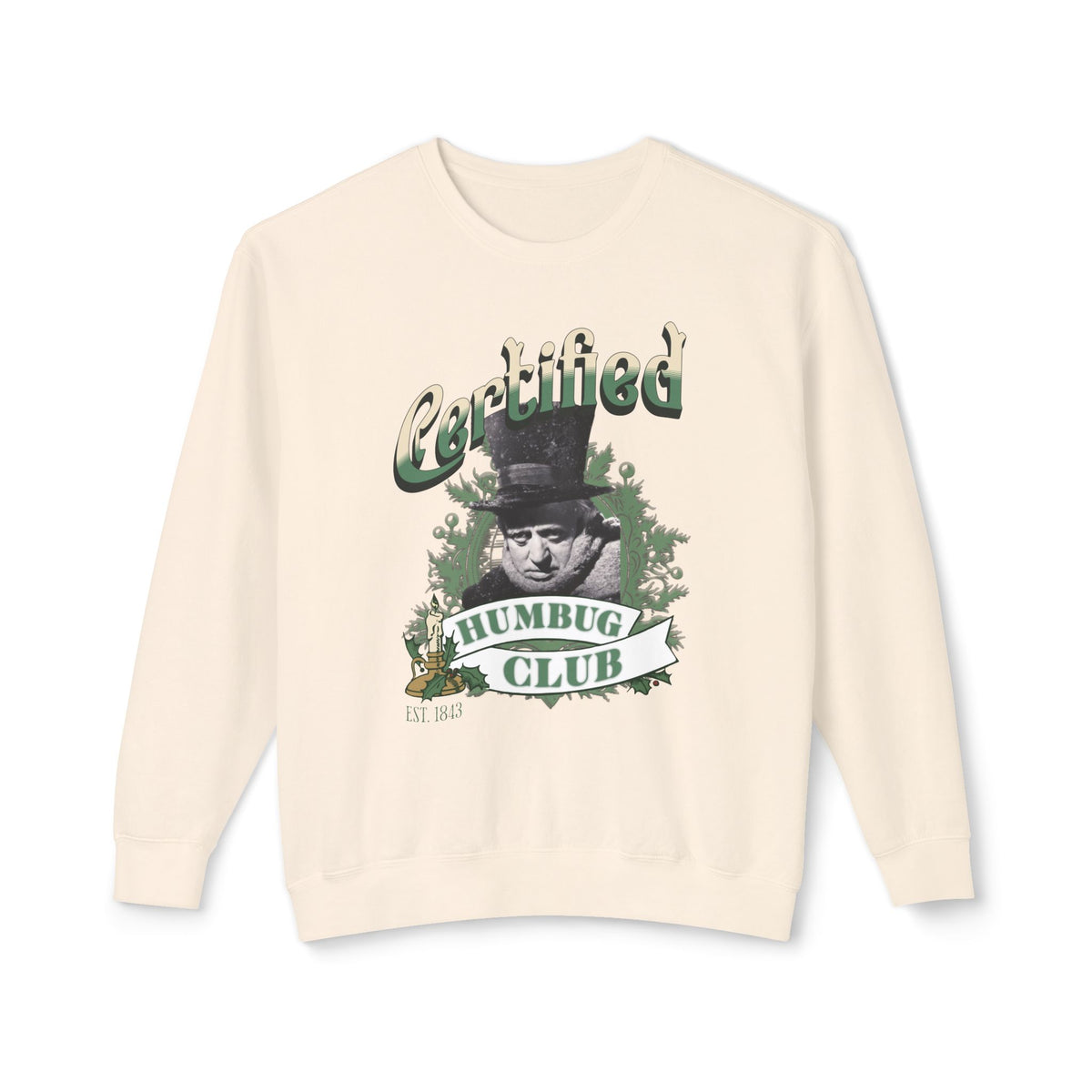 A Christmas Carol Sweatshirt Certified Humbug Club Crewneck, Funny Holiday Sweater, Unisex Gift, Casual Wear, Cozy Outfit, Christmas Jumper Sweatshirt Printify Ivory S