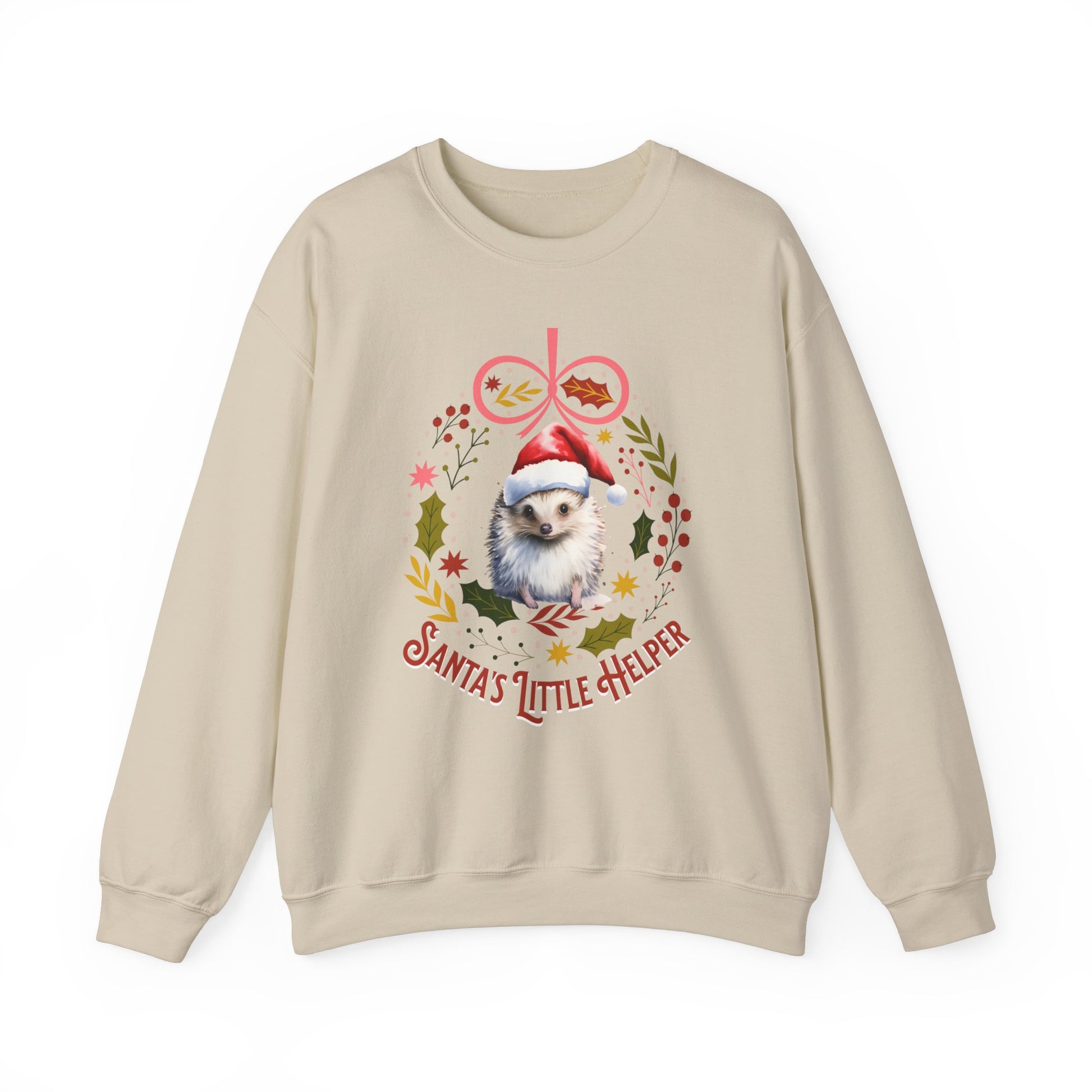 HedgeHog Christmas Sweatshirt, Cute Santa's Little Helper Sweater, Hedgehog Lover Merry Christmas Shirt, Country Christmas Animal Lover Gift Sweatshirt Printify S Sand 