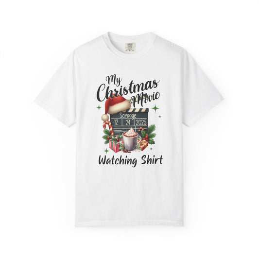 Custom Christmas Movie Watching Shirt, Holiday Movie Sweatshirt, Funny Gift For Her, Festive Shirts, Family Group Shirts, Xmas Keepsake Gift T-Shirt Printify White S