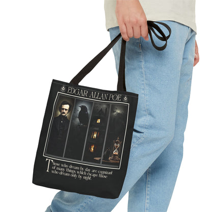 Edgar Allan Poe Tote Bag Gothic Literary Gift for Book Lover Dark Academia Macabre Accessory Halloween Tote Fall School Bag for Poetember Bags Printify