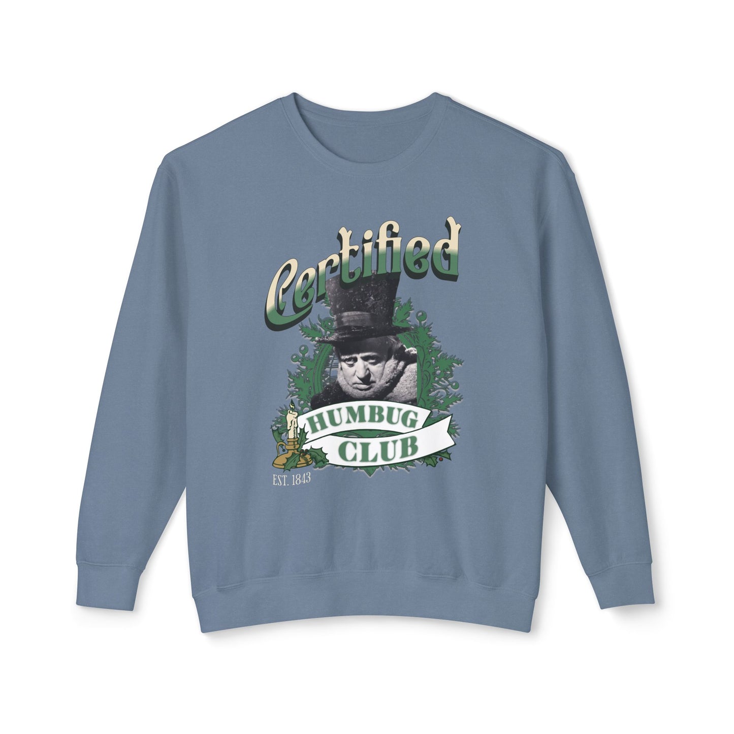 A Christmas Carol Sweatshirt Certified Humbug Club Crewneck, Funny Holiday Sweater, Unisex Gift, Casual Wear, Cozy Outfit, Christmas Jumper Sweatshirt Printify Blue Jean S