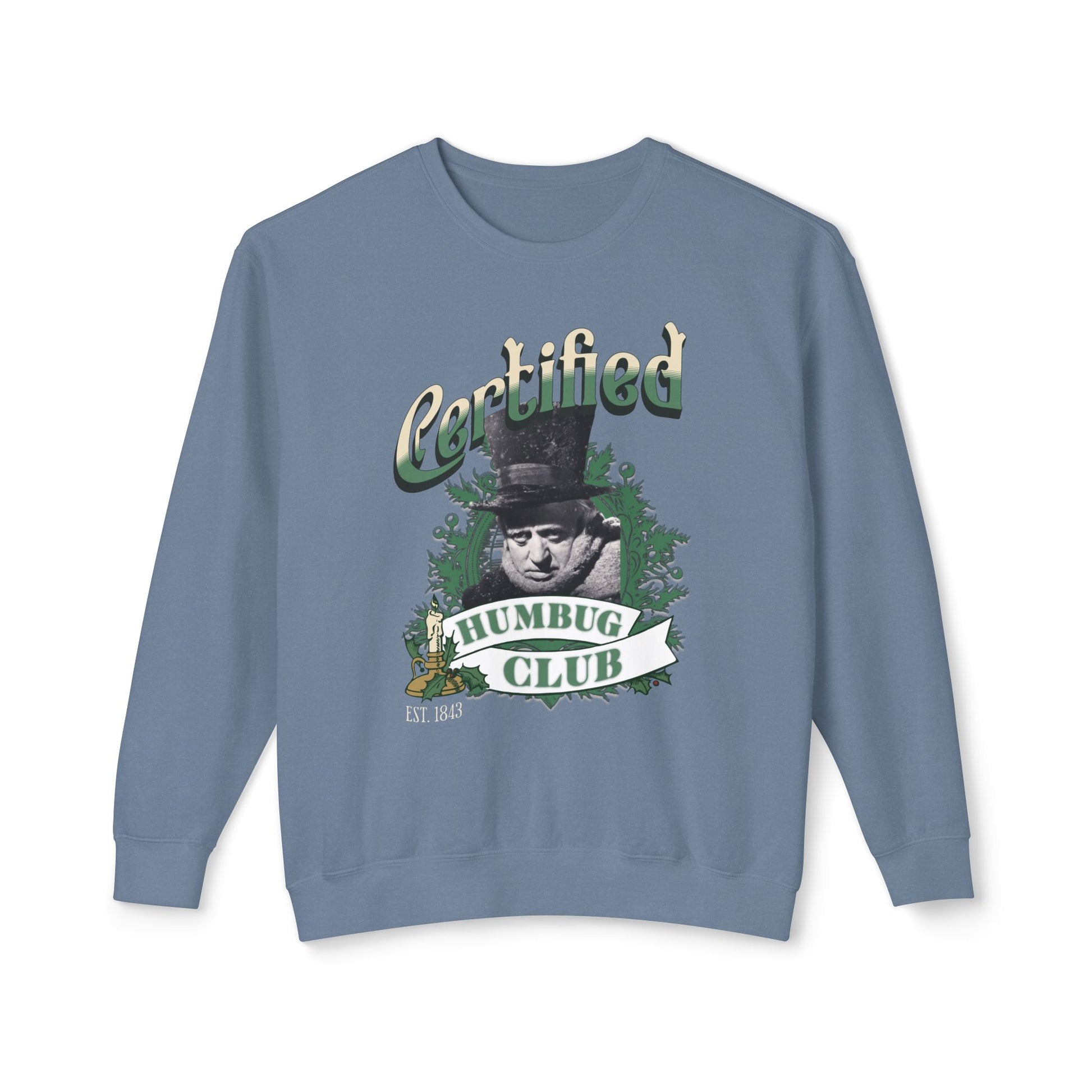 A Christmas Carol Sweatshirt Certified Humbug Club Crewneck, Funny Holiday Sweater, Unisex Gift, Casual Wear, Cozy Outfit, Christmas Jumper Sweatshirt Printify Blue Jean S