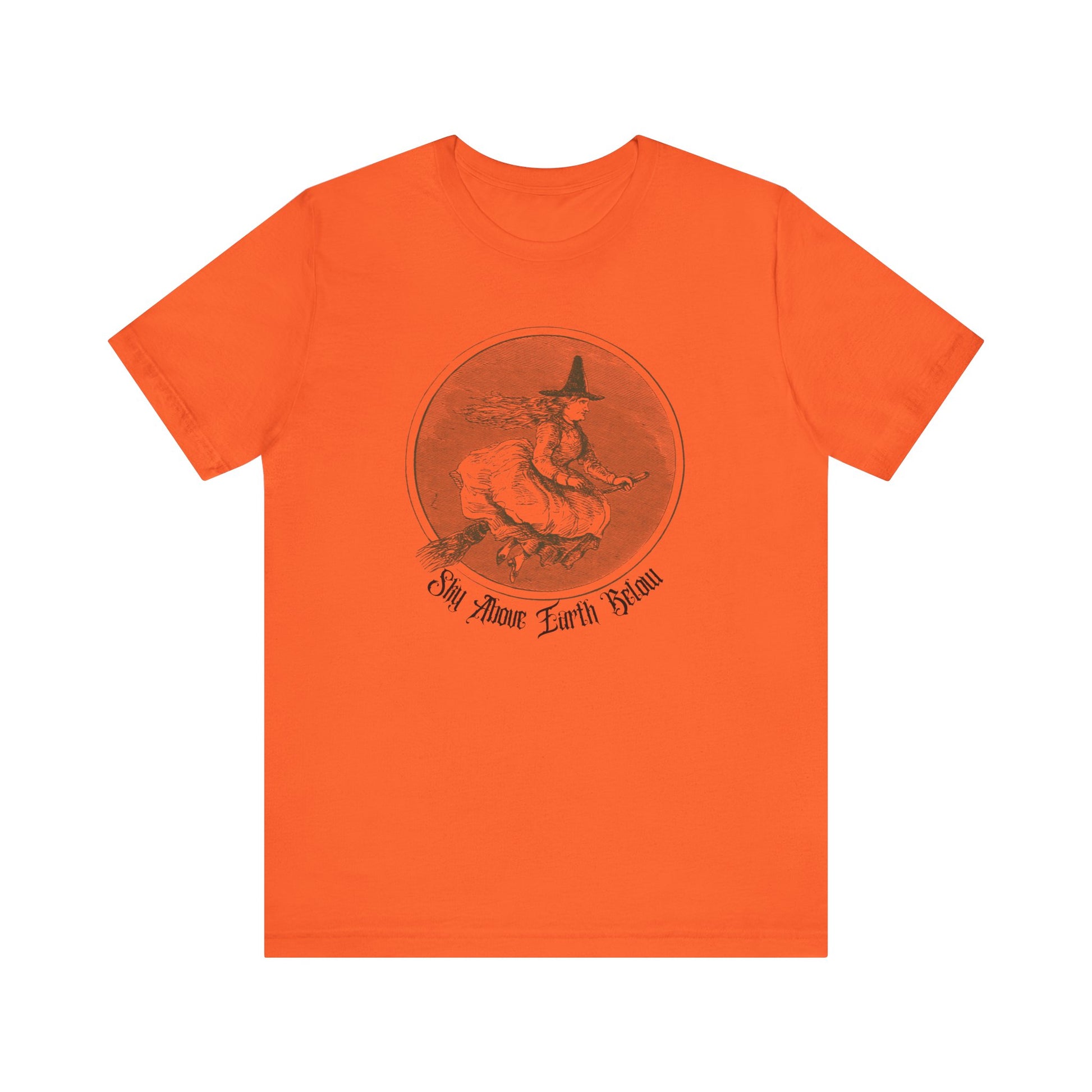 Halloween Vintage Flying Witch TShirt, Spooky Witchy Season Tee, Trick or Treating Shirt, Halloween Party T-Shirt, Salem Witch T Shirt T-Shirt Printify Orange XS 