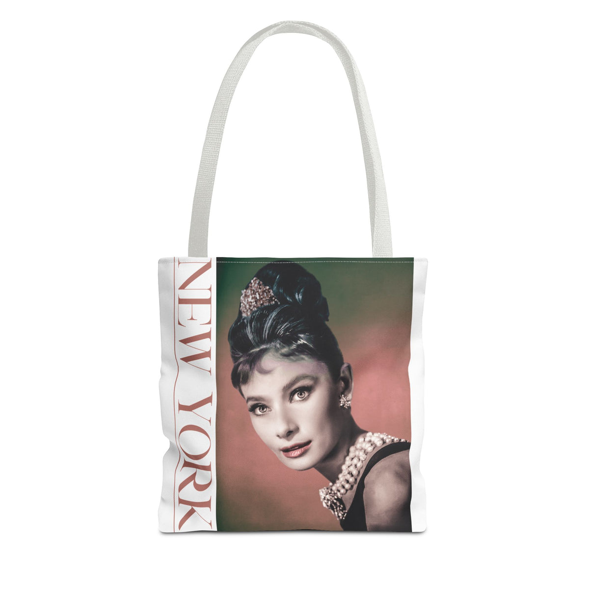 New York Fashion Tote Bag Retro Audrey Hepburn Theme Gift For Bridal Shower Party Favor Birthday Gift Bride Tote Bags Bags Printify 13" × 13'' White