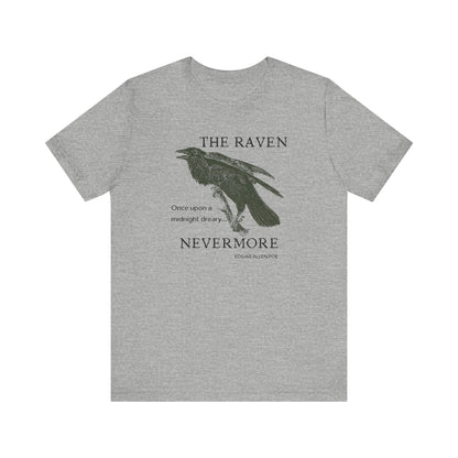 Halloween Vintage The Raven TShirt, Spooky Season Tee, Trick or Treating Shirt, Halloween Party T-Shirt, Edgar Allen Poe, Nevermore, Gothic T-Shirt Printify Athletic Heather XS 