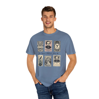 Edgar Allan Poe T-Shirt Gothic Graphic Tee The Raven Nevermore Quote Horror Literature Shirt Dark Academia Aesthetic Halloween Party Gift