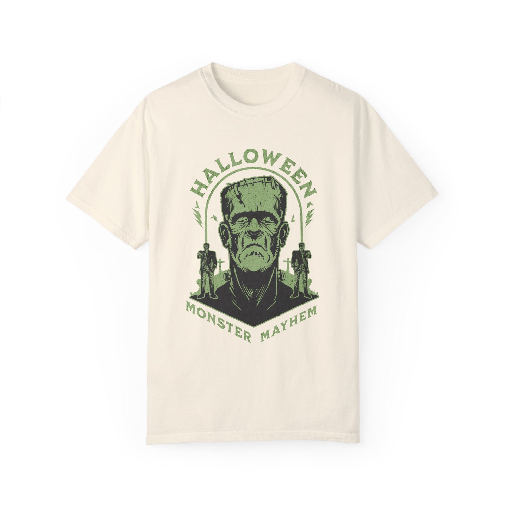 Vintage Halloween Frankenstein Monster Graphic Tee, Creepy Spooky Book Lover Gift, Horror Movie, Fall Festival Party Comfort Colors T Shirt. T-Shirt Printify Ivory S 