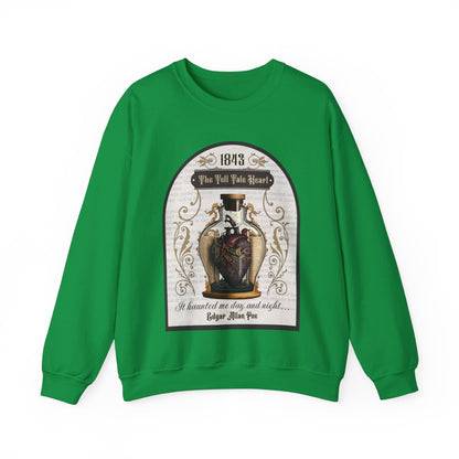 Edgar Allan Poe, The Tell Tale Heart Sweatshirt, Book Lover, Halloween, Haunting Gothic Gift, Light, Dark Academia, Horror Movie Sweater Sweatshirt Printify S Irish Green 