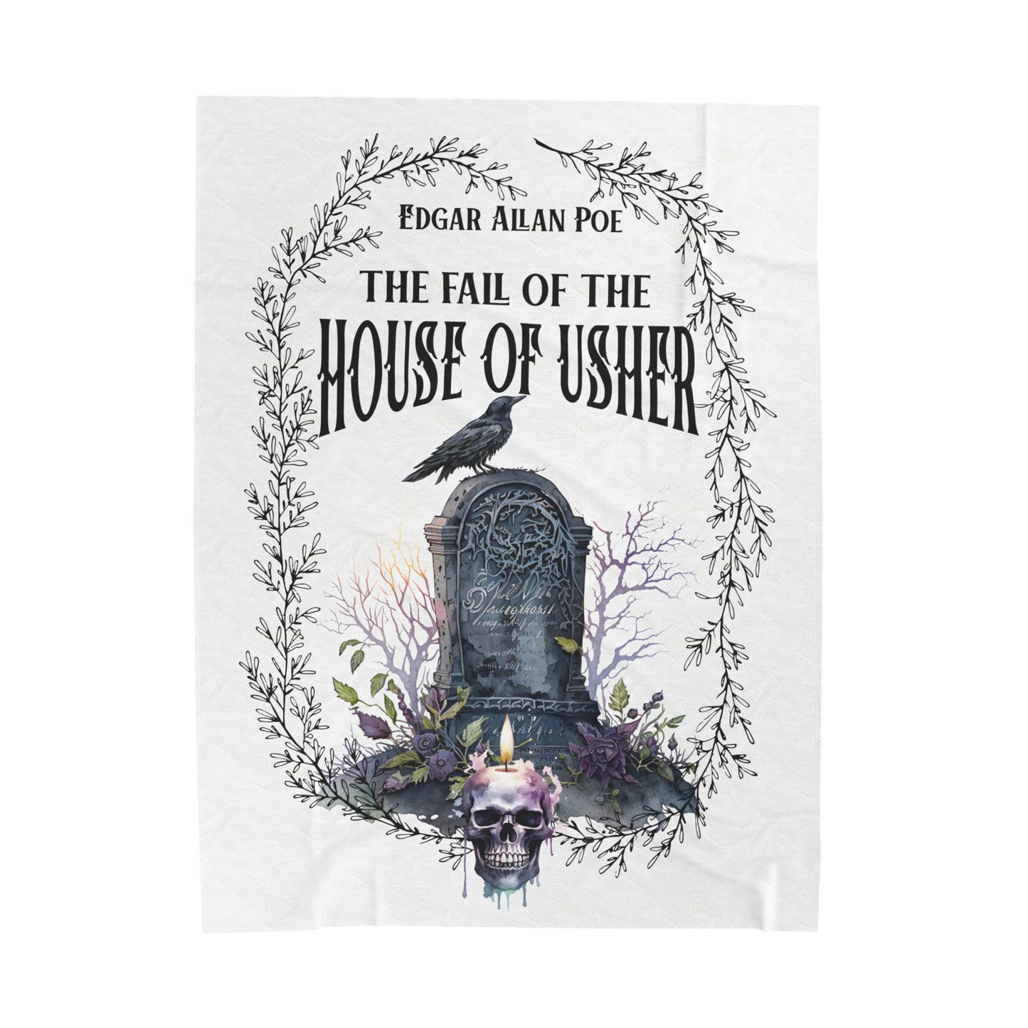 Edgar Allan Poe, The Fall Of The House Of Usher Throw Blanket, Book Lover Reading Blanket, Gothic Dark Academia, Horror Movie Watching Plush All Over Prints Printify 60" × 80"  