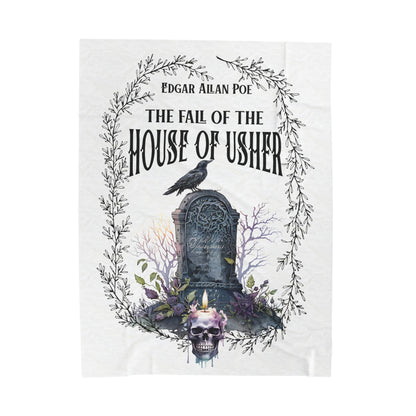 Edgar Allan Poe, The Fall Of The House Of Usher Throw Blanket, Book Lover Reading Blanket, Gothic Dark Academia, Horror Movie Watching Plush All Over Prints Printify 60" × 80"  