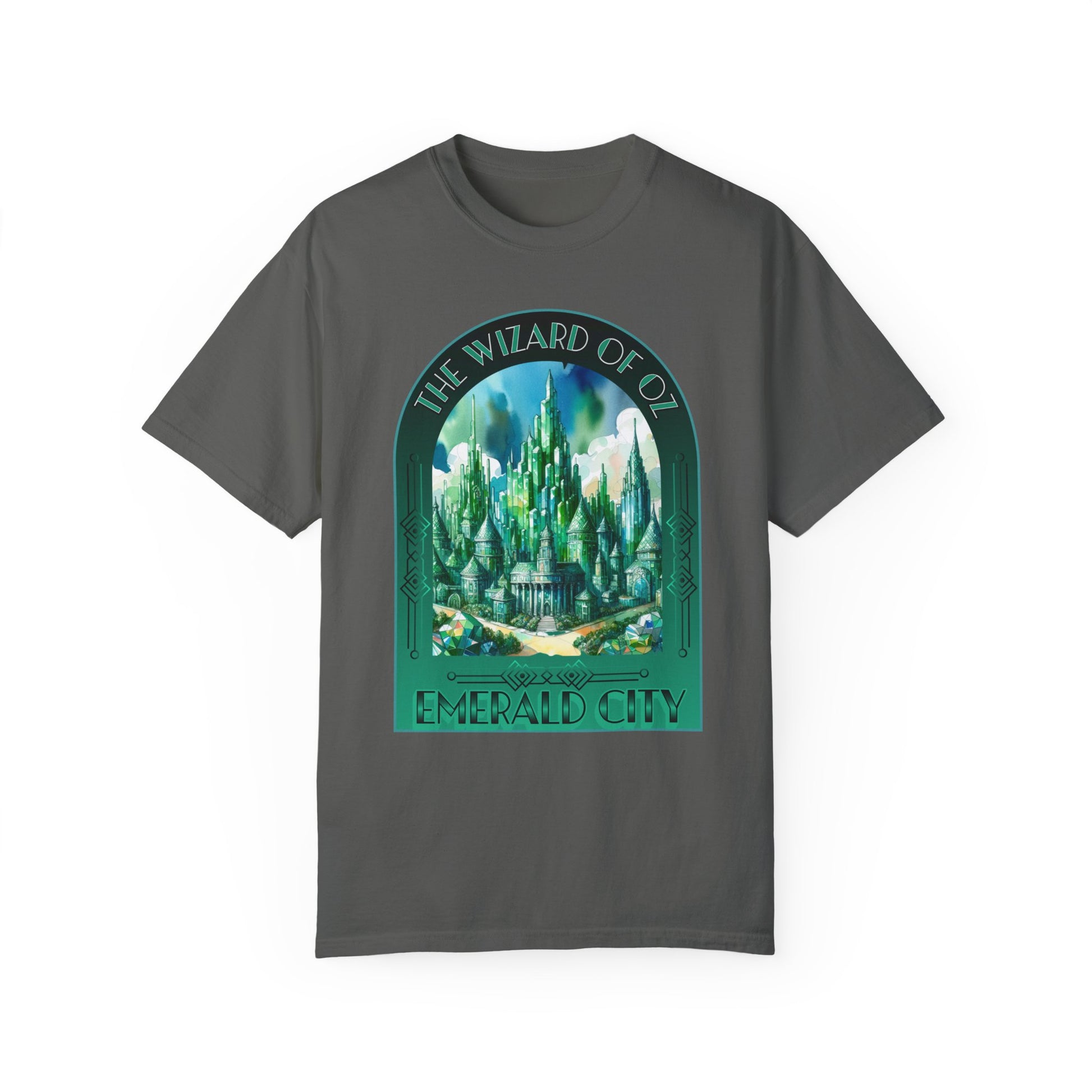 Emerald City T-Shirt, Wizard of Oz Tee, Garment-Dyed Unisex Shirt, Magical T-Shirt, Fantasy Apparel, Gifts for Broadway and Theatre Fans T-Shirt Printify Pepper S 