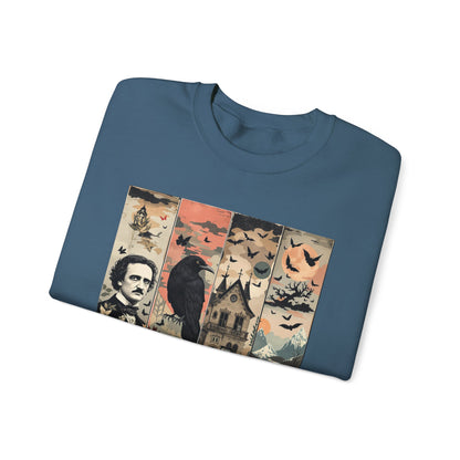 Edgar Allan Poe Sweatshirt The Raven Nevermore Gothic Horror Sweater Dark Academia Macabre Halloween Gift for Book Lovers Birthday Christmas