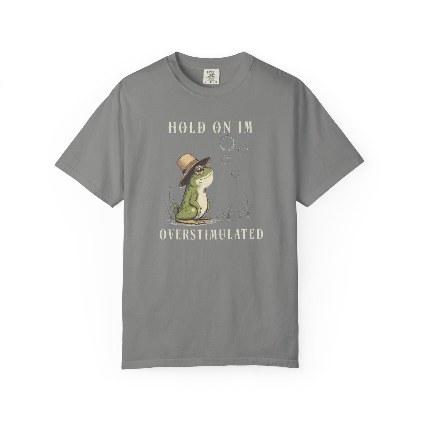 Overstimulated Frog T-Shirt Retro Fun Froggy Meme Shirt Vintage Frog And Toad Aesthetic Frog Lover Gift For Her Birthday Viral Trendy Shirt T-Shirt Printify Granite S