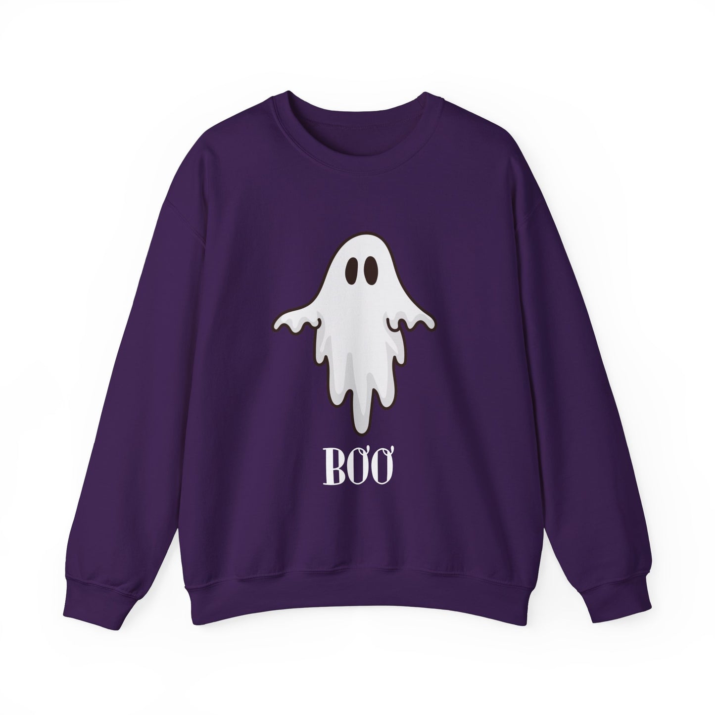 Halloween Ghost Sweatshirt, Cute Ghost Shirt, Spooky Season Sweater, Halloween Party, Autumn or Fall Style Top, Trick or Treating Style, Sweatshirt Printify S Purple 