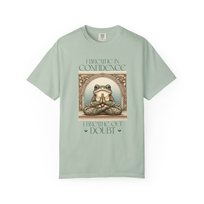 Yoga Frog Breath in Confidence Green Unisex T-Shirt, Casual Wear, Highlander Fan Gift, Comfortable Graphic Tee T-Shirt Printify Bay S