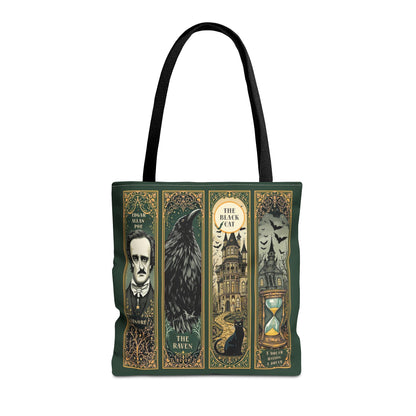 Edgar Allan Poe Tote Bag Gothic Literary Gift for Book Lover Dark Academia Macabre Accessory Halloween Tote Fall School Bag for Poetember Bags Printify 16" × 16'' Black